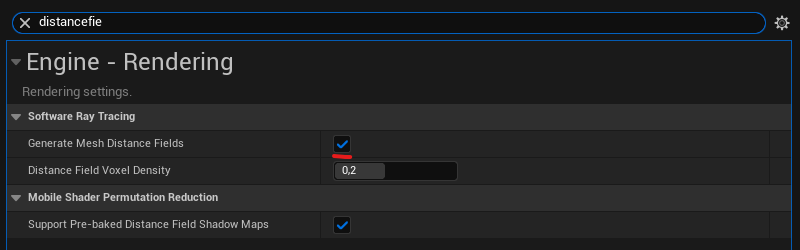 Enable mesh distance field