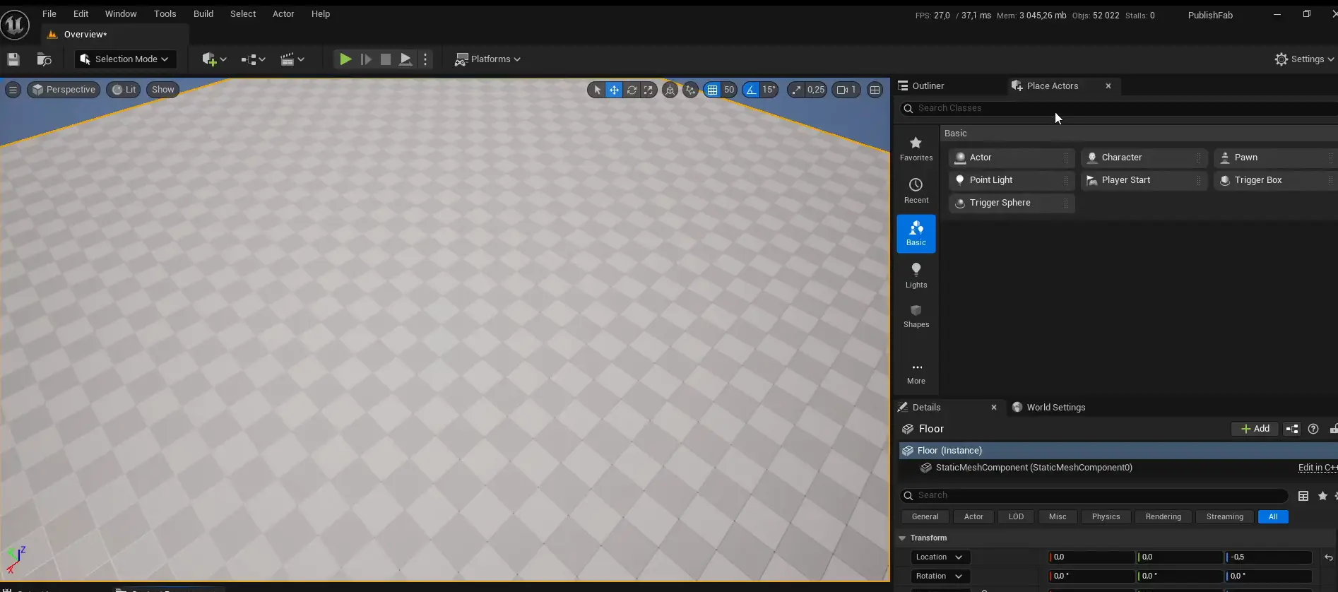 Drag drop from place actors