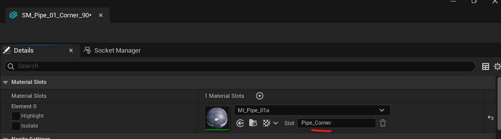 Static mesh material slot name