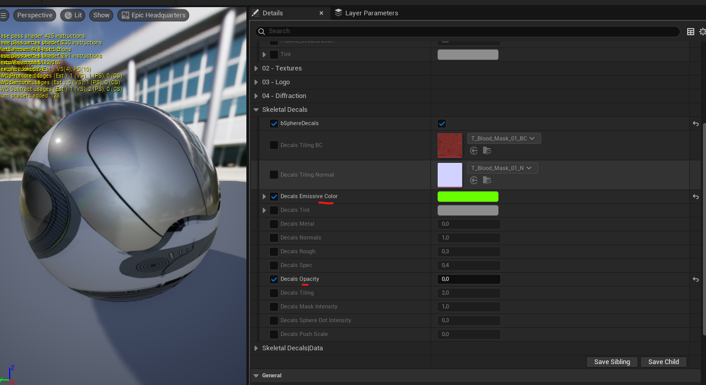 Tweak material instance parameters